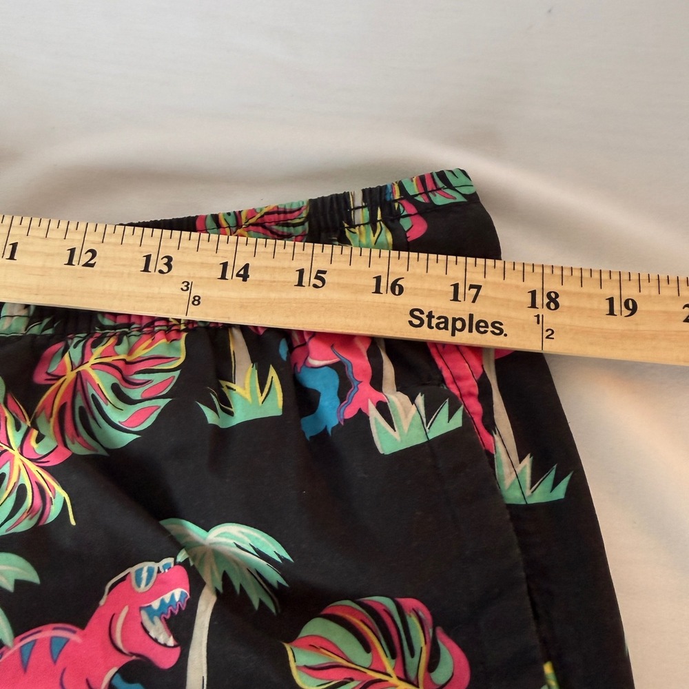 No Boundaries Mens Swim Trunks Pink Dinosaur Tropical Palm Print Black Medium - Picture 6 of 8